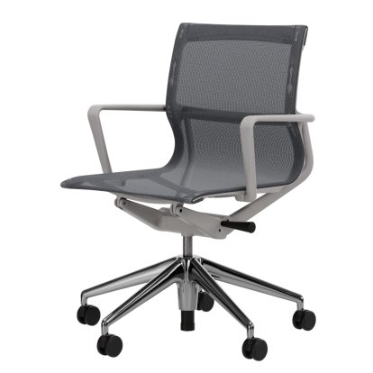 Physix, TrioKnit pebble grey, Soft grey / Aluminium, polished, Hard castors for carpets