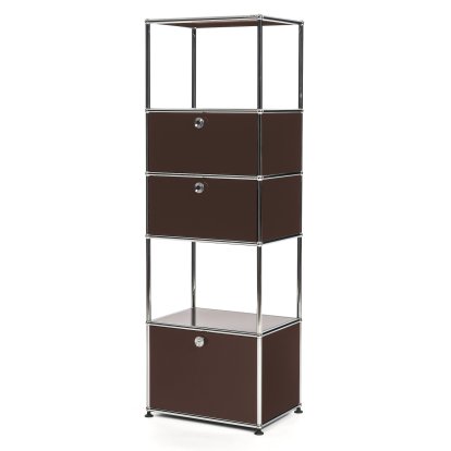 USM Haller living room shelf M type 2, USM brown, With 3 drop-down doors