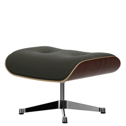 Lounge Chair Ottoman, Dark walnut, Leather Premium F umbra grey, Aluminium polished