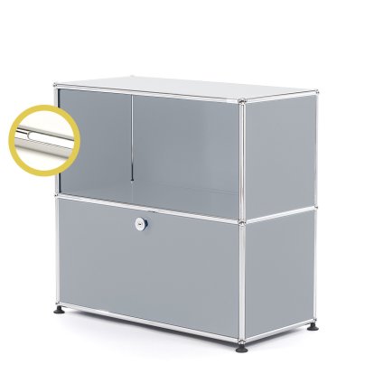 USM Haller E Sideboard M with Compartment Lighting, USM matte silver, Cool white