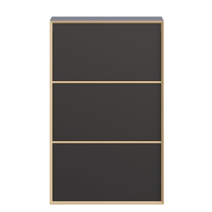 Vertical Shoe Cabinet, Three drawers, Black matt