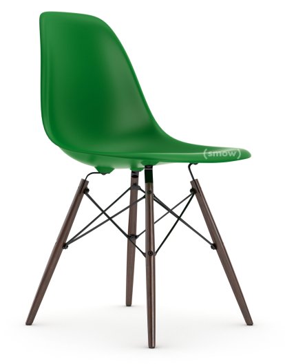Eames Plastic Side Chair RE DSW, Green non-RE, Without upholstery, Without upholstery, Standard version - 43 cm, Dark maple