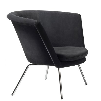 H57 Armchair, Powdercoated black, Suede leather, Black