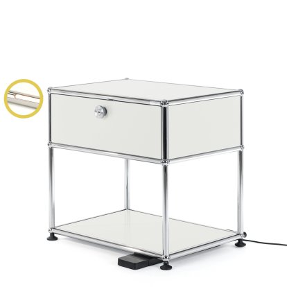 USM Haller Bedside Table with Dimmable Light, Light grey RAL 7035
