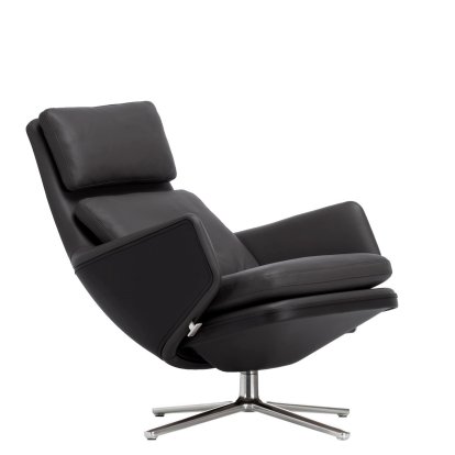 Grand Relax Lounge Chair, Without Ottoman, Leather Premium F, nero, Polished, 46,5 cm
