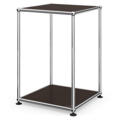 USM Haller Side Table 35 High, Both panels metal, USM brown