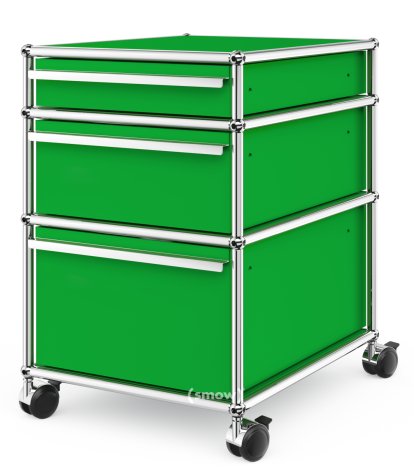 USM Haller Mobile Pedestal with 3 Drawers Type II (with Counterbalance), No locks, USM green
