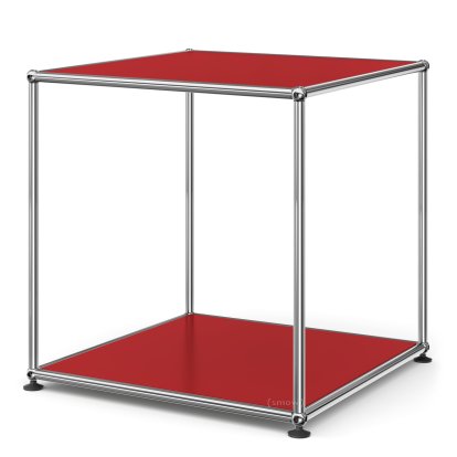 USM Haller Side Table 50 High, Both panels metal, USM ruby red