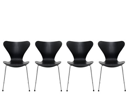 Series 7 Chair 3107 - Promotion Set of 4, Seat black coloured ash, base chrome plated