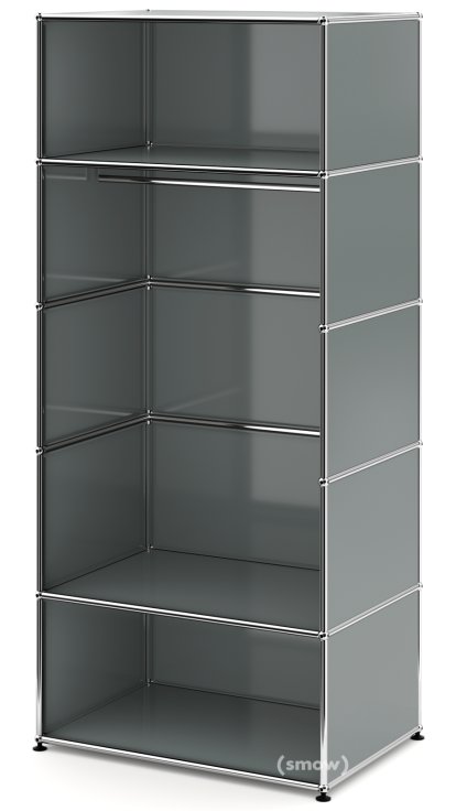 USM Haller Clothes Rack M with Rail, Model II, Mid grey RAL 7005