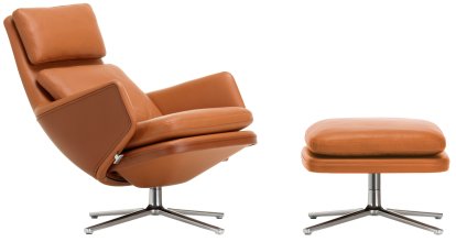 Grand Relax, With Ottoman, Leather Premium F, cognac, Polished, 46,5 cm