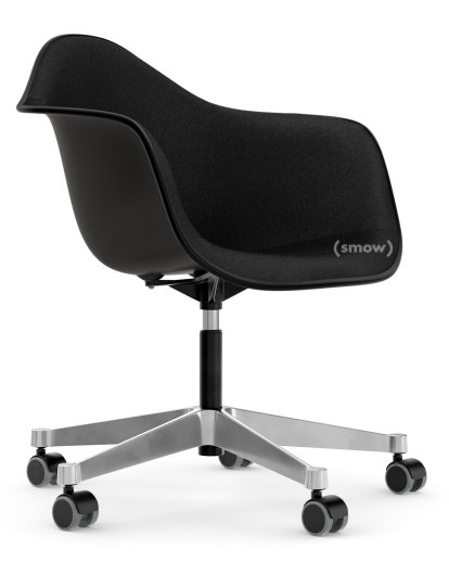 Eames Plastic Armchair RE PACC, Deep black, With full upholstery, Nero