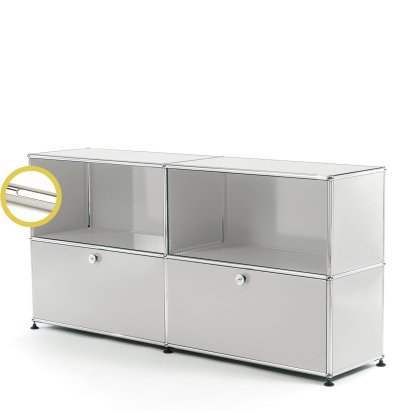 USM Haller E Sideboard L with Compartment Lighting, Light grey RAL 7035, Cool white