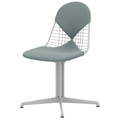 Wire Chair DKL, Coated white, Seat and backrest cushion (Bikini), Ice blue / ivory
