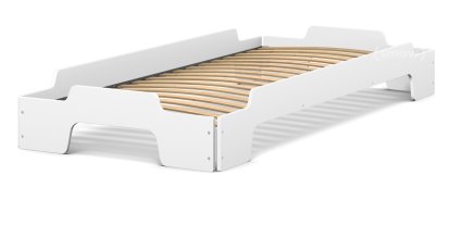 Stacking Bed Comfort, White lacquered, Rollable