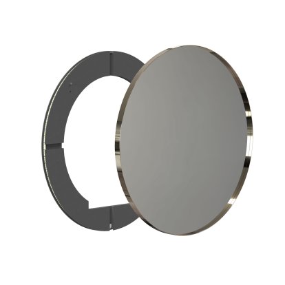 Unu mirror with LED lighting round (set), ø 80 cm, Polished gold