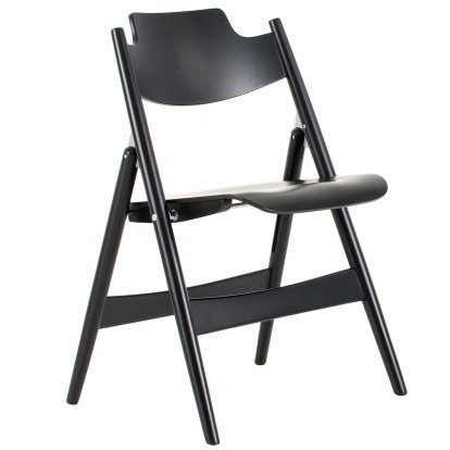 SE 18 Folding Chair, Without row connectors, Complete stained beech, Black