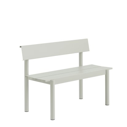 Linear steel bench with backrest, L 110 x W 50,9 cm, Grey