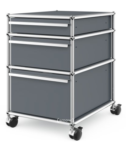 USM Haller Mobile Pedestal with 3 Drawers Type II (with Counterbalance), No locks, Mid grey RAL 7005