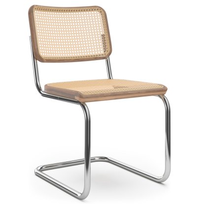 S 32 V Pure Materials Cantilever Chair, Walnut, Chrome-plated, Black plastic glides with felt