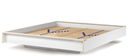 Flai Bed, 180 x 200, Without headboard, CPL white, With slatted frame