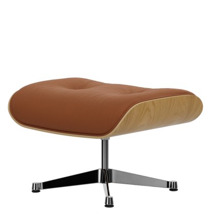 Lounge Chair Ottoman, Chestnut, natural, Lether Premium F cognac, Aluminium polished
