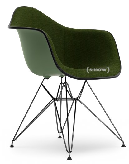 Eames Plastic Armchair RE DAR, Forest, With full upholstery, Nero / forest, Standard version - 43 cm, Coated basic dark