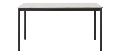 Base Table, L 140 x W 80 cm, White laminate with plywood edge, Black
