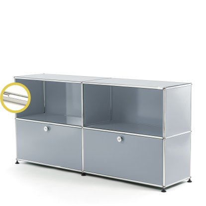USM Haller E Sideboard L with Compartment Lighting, USM matte silver, Cool white