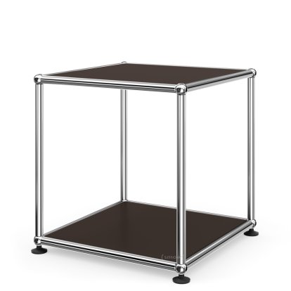 USM Haller Side Table 35, Both panels metal, USM brown