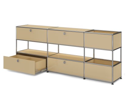 USM Haller Kids Sideboard L with storage boxes, Self-coloured, USM beige, With drop-down door and extension door (incl. metal box insert)