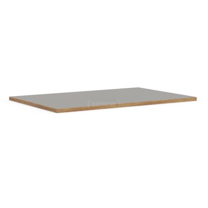 Table Top for Eiermann Table Frames, Linoleum ash grey (Forbo 4132) with oak edge, 180 x 90 cm