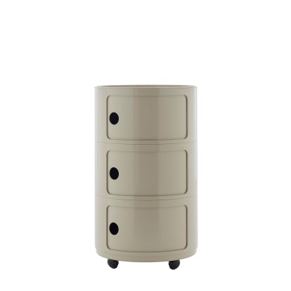 Componibili Container Big, 3 Compartments, Dove gray, With castors