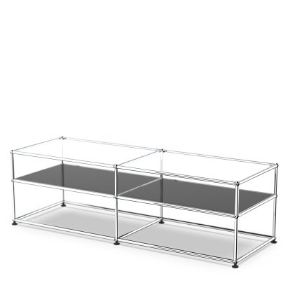 USM Haller Side Table Type 1, Glass, Graphite black RAL 9011