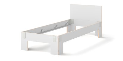 Tagedieb, 90 x 220 cm, With headboard, FU (plywood, birch) white, Light grey, Without slatted base