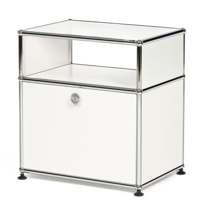 USM Haller bedside cabinet with hinged door and intermediate shelf, Pure white RAL 9010