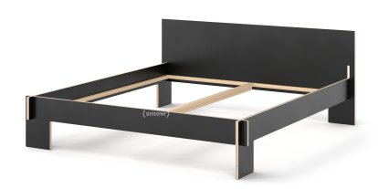 Siebenschläfer, 180 x 200 cm, With headboard, Black, Without slatted base