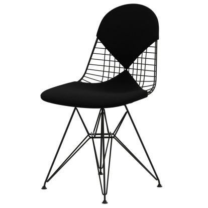 Wire Chair DKR , Powder-coated basic dark, Seat and backrest cushion (Bikini), Hopsak nero