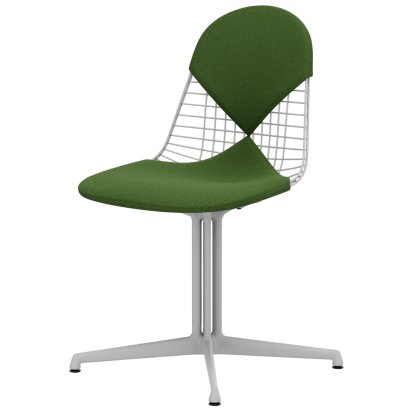 Wire Chair DKL, Coated white, Seat and backrest cushion (Bikini), Grass green / forest