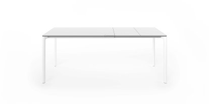Maki Dining Table, L 114-194 x W 80 cm, Laminate white, Aluminium with white lacquer