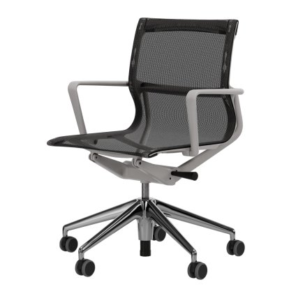 Physix, TrioKnit black pearl, Soft grey / Aluminium, polished, Soft castors for hard floor surfaces