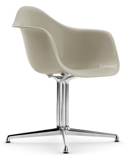 Eames Plastic Armchair DAL, Pebble, Without upholstery, Without upholstery, Aluminium polished, New seat height (43,0 cm)