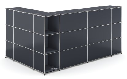 USM Haller Counter Type 4, Anthracite RAL 7016, Corner open