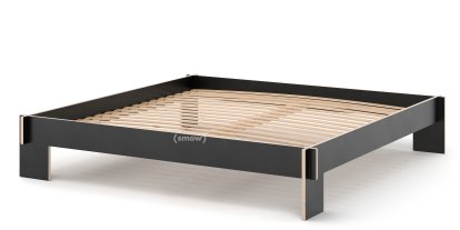 Siebenschläfer, 200 x 200 cm, Without headboard, Black, With rollable slatted base