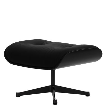 Lounge Chair Ottoman, Chestnut black, Leather Premium F nero, Aluminium polished, sides black