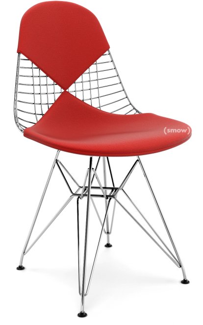 Seat Cushion for Wire Chair (DKR/DKW/DKX/LKR), Seat and backrest cushion (Bikini), Hopsak, Red / poppy red