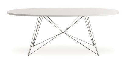 Tavolo XZ3 Oval, White MDF, Chrome-plated