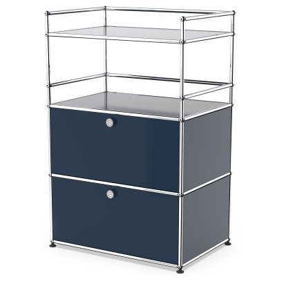 Details USM Haller USM Haller bar highboard USM Haller bar highboard, Steel blue RAL 5011, With 2 drop-down doors
