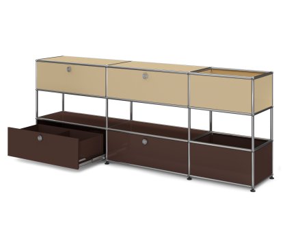 USM Haller Kids Sideboard L with storage boxes, Bicoloured, USM beige - 	USM brown, With drop-down door and extension door (incl. metal box insert)
