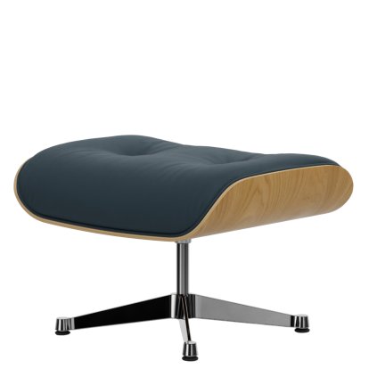 Lounge Chair Ottoman, Chestnut, natural, Lether Premium F smoky blue, Aluminium polished